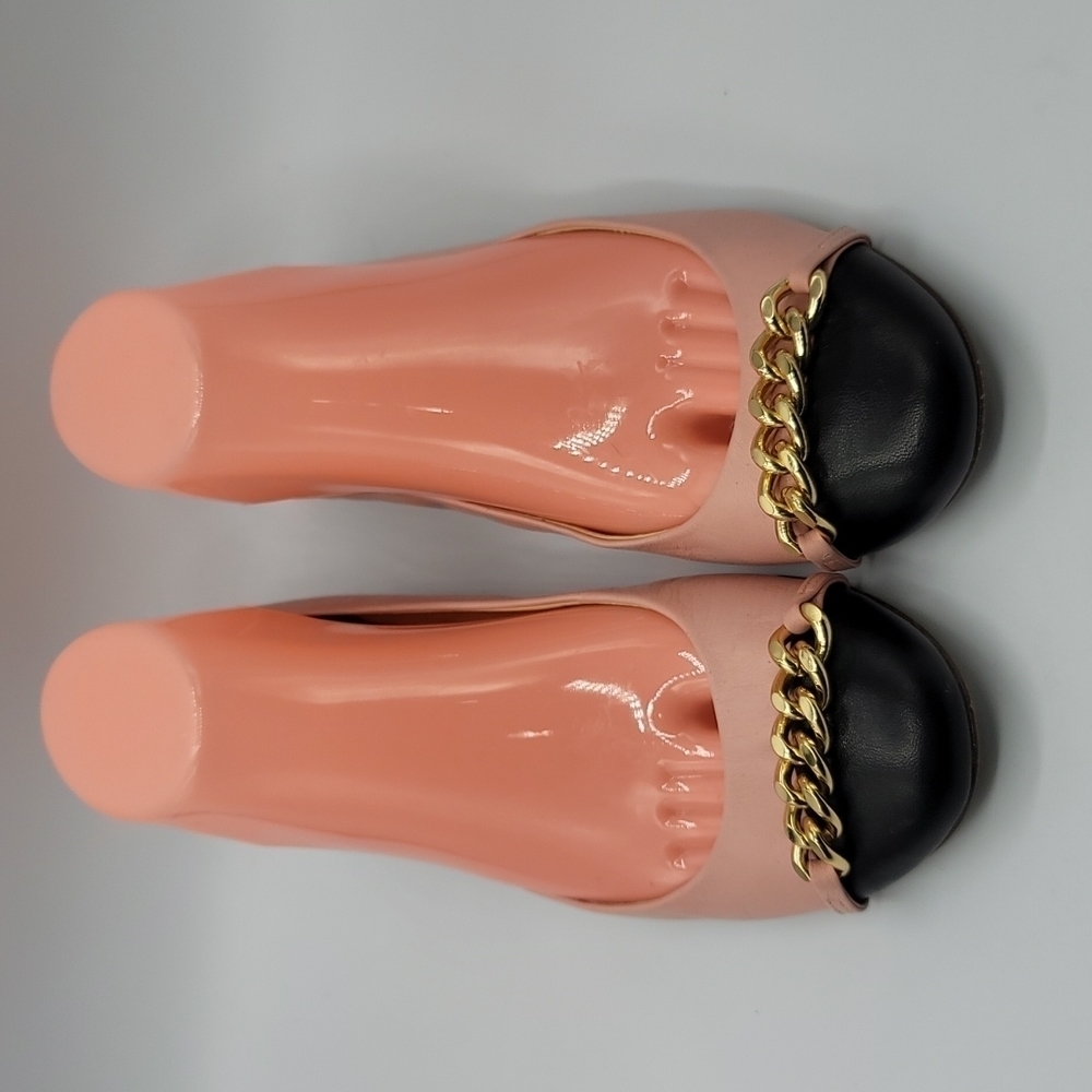 J Crew Pink, Black, and Gold Ballet Flats 7.5 leather